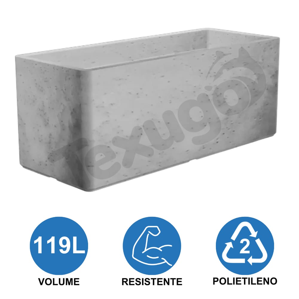 Cachepô Floreira Urbe 100 Jardineira Polietileno 100x40x40cm Japi Cimento Queimado