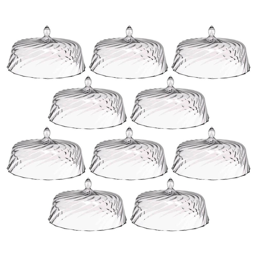 Kit 8 Cúpulas para Bolo de Plástico 30cm Transparente Tortas Doces Confeitaria Hotel Crippa