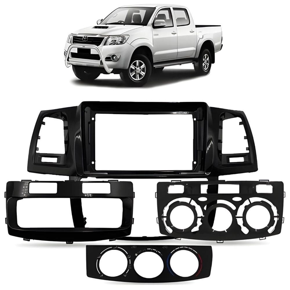 Moldura Painel Central 9 Polegadas Hilux 2014 à 2017 Black Piano Som