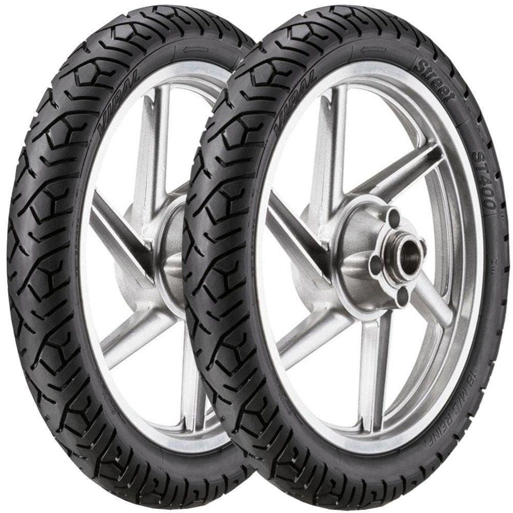 Par 2 Pneus Honda Cg Titan Ybr  90/90-18 St400 Vipal