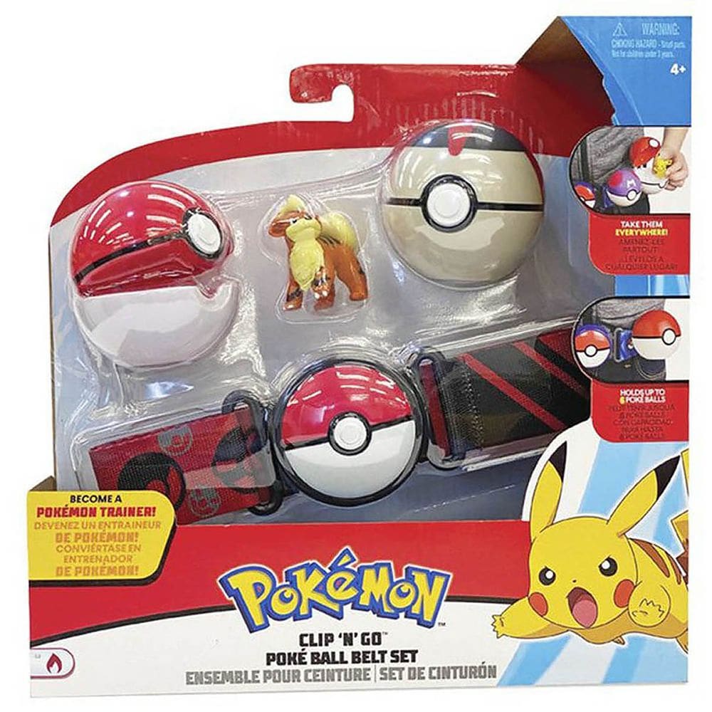 Pokémon - Cinto Com 3 Pokébolas e Boenco Growlithe