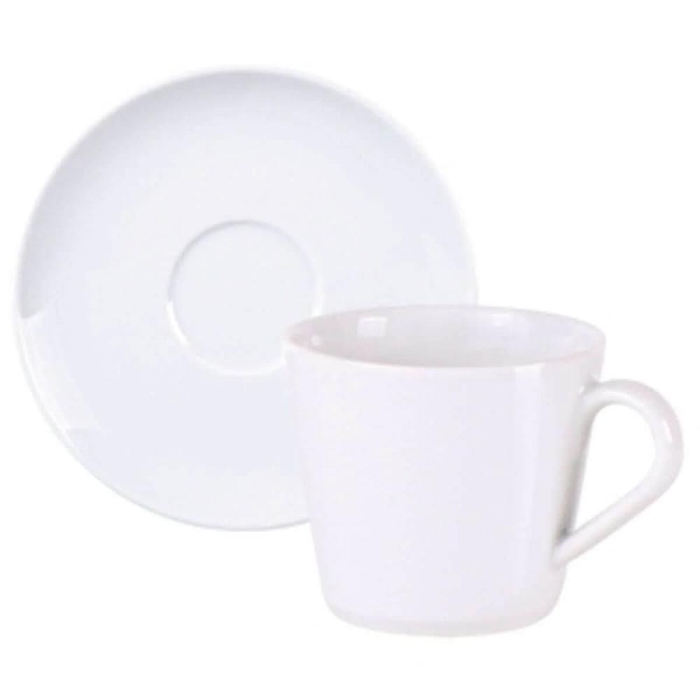 Conjunto Xícara de Chá e Pires 185ml Porcelana Tramontina Leonora Café Cozinha Mesa Posta