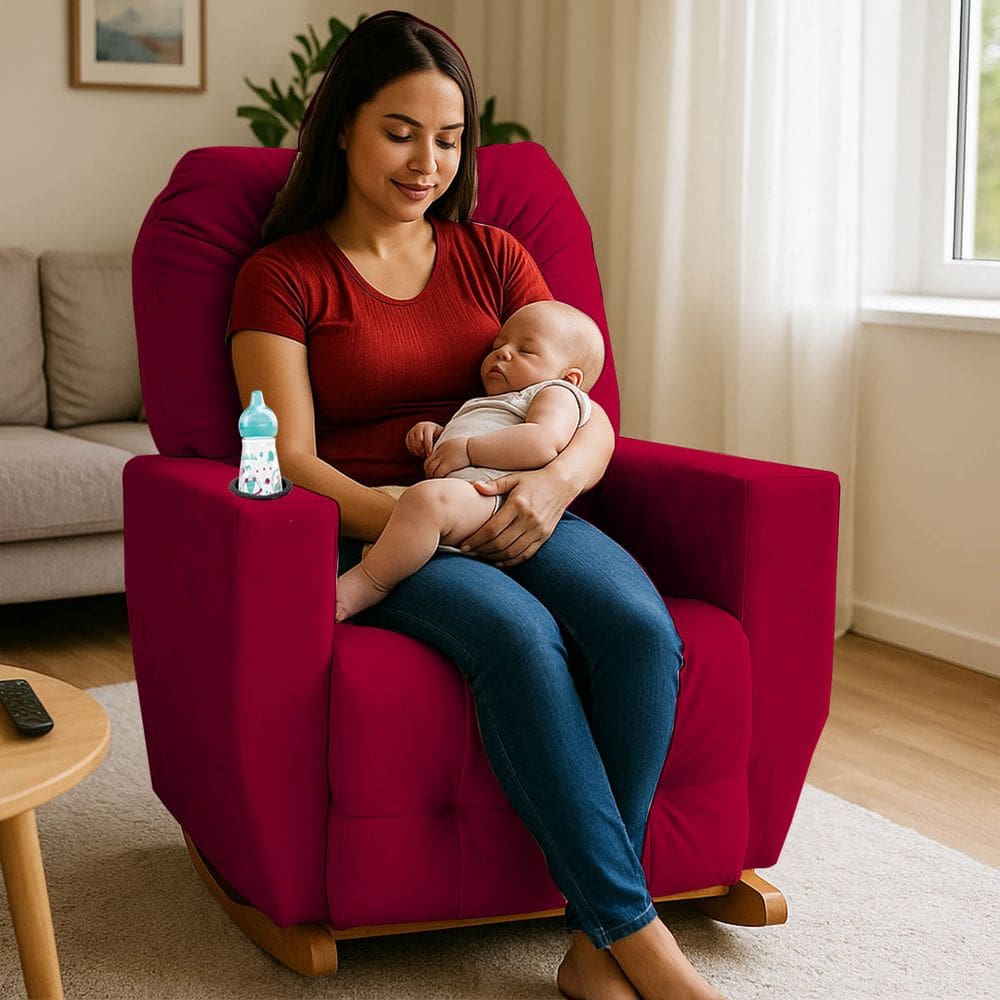 Poltrona de Amamentação Balanço Antonella Puff Vermelho