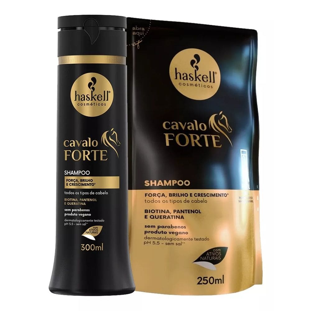 Kit Haskell Cavalo Forte Shampoo + Refil Shampoo 300ml/250ml