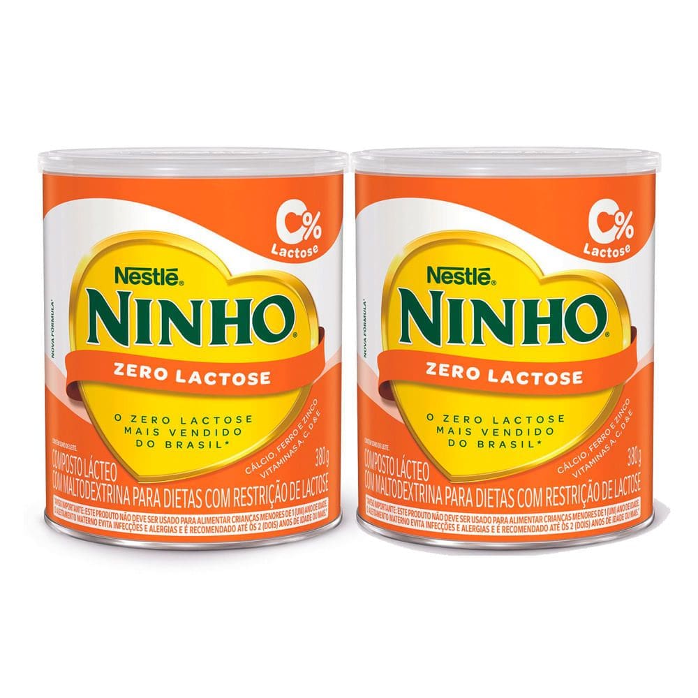Kit 2 Ninho Zero Lactose Forti+ Lata 380g