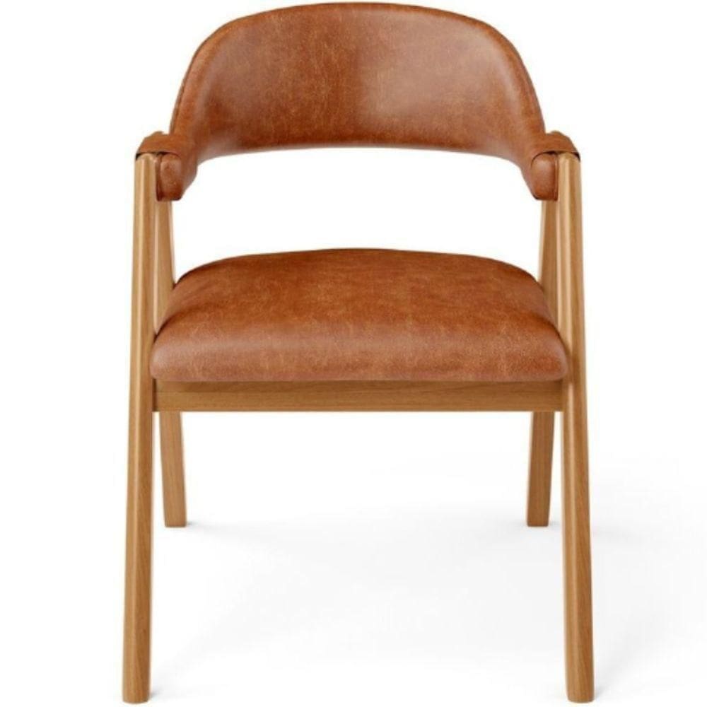 Cadeira De Jantar E Estar Living Estofada Nadja L02 Couríssimo Camel Gtdnexxus