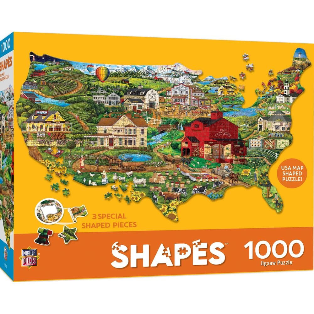 Quebra-cabeças, obras-primas, 1000 peças, forma dos Estados Unidos