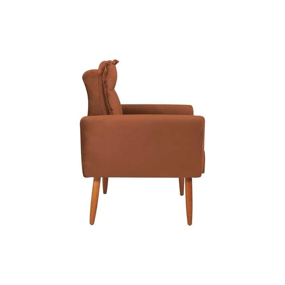 Poltrona Decorativa Descanço Pés Palito Dakota Matrix Veludo Ferrugem