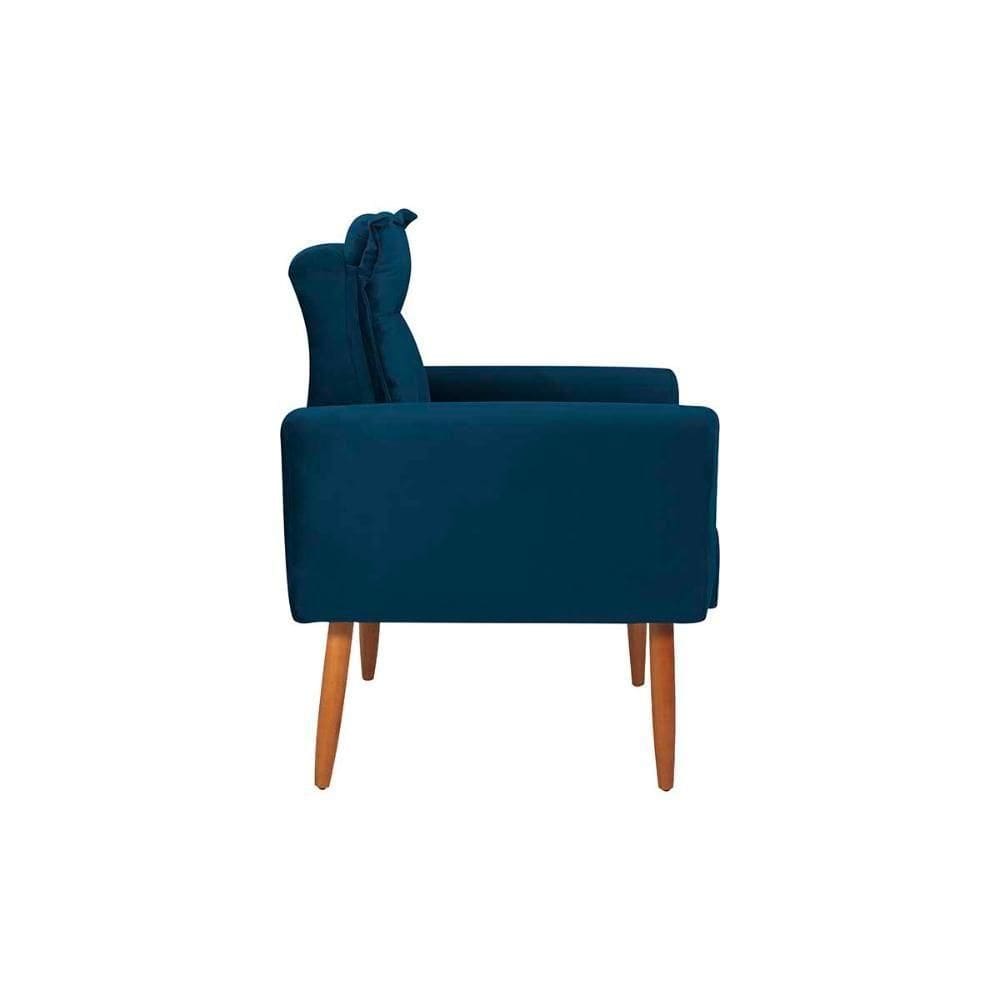 Poltrona Decorativa Descanço Pés Palito Dakota Matrix Veludo Azul