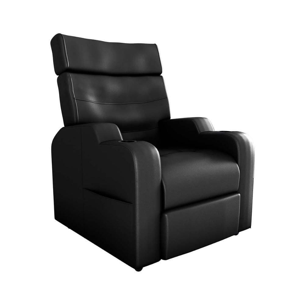 Poltrona Do Papai Reclinável Premium Com Porta Copos E Porta Controle Toro Matrix Sintetico Preto