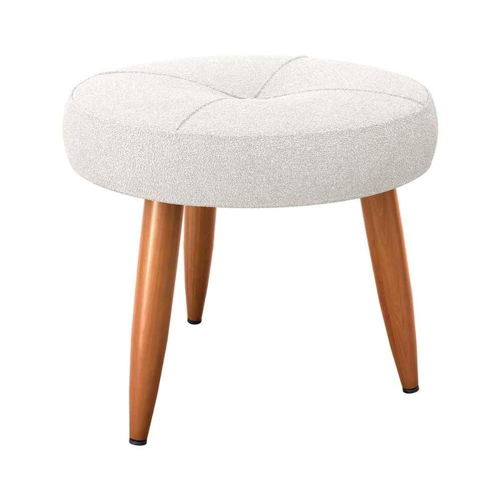 Puff Baixo Decorativo Para Descanço Havana Matrix Boucle Bege