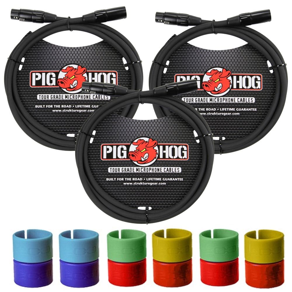 Cabo de microfone Pig Hog 8 mm XLR macho para fêmea 1,8 m (6 pés)