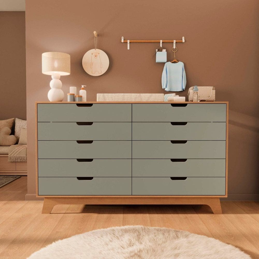 Cômoda para Quarto Infantil 10 Gavetas 100% Mdf Alice Verti/ Castanho