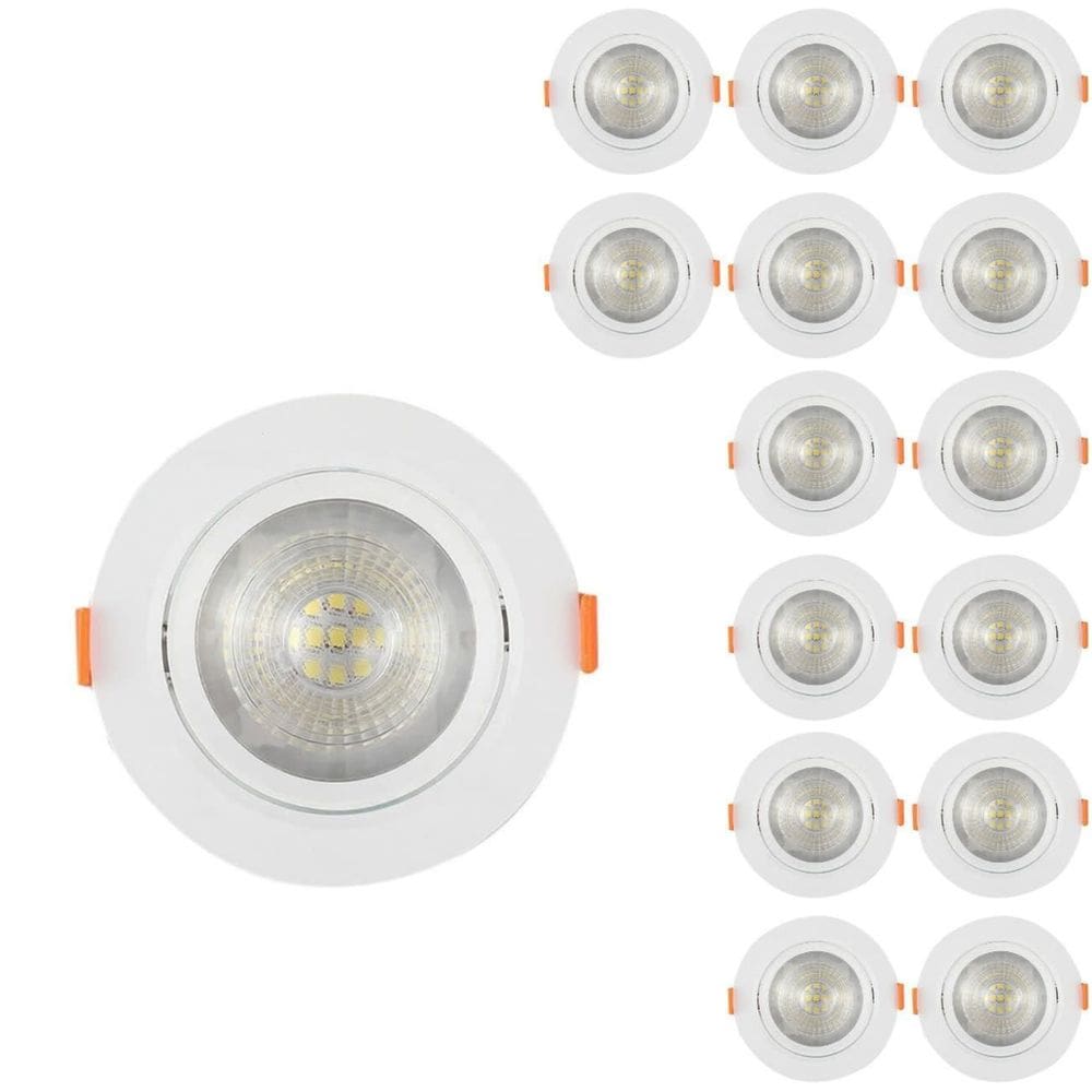Kit 15 Spot led SMD redondo 7x7cm 3w 3000k Branco quente Luz Amarela quarto sala cozinha banheiro corredor gesso sanca forro