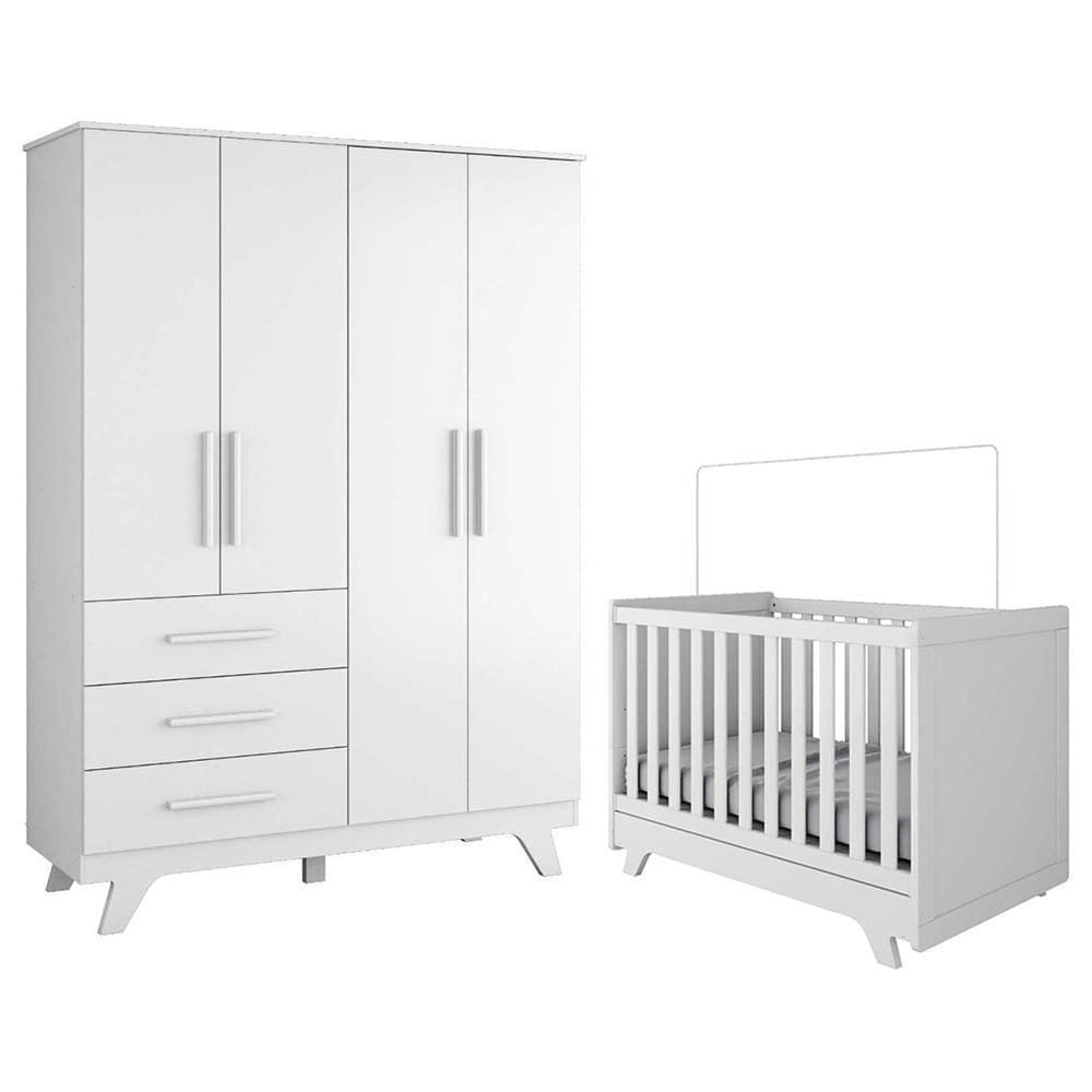 Jogo de Quarto Infantil Retrô Guarda Roupa e Berço - Móveis Peroba