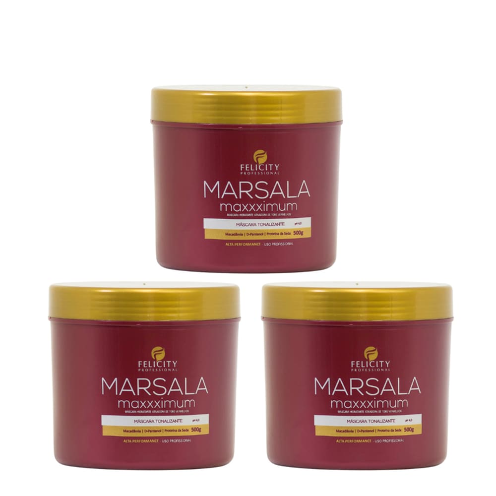 Kit C/3 Mascaras Tonalizante Marsala Felicity 3x500g