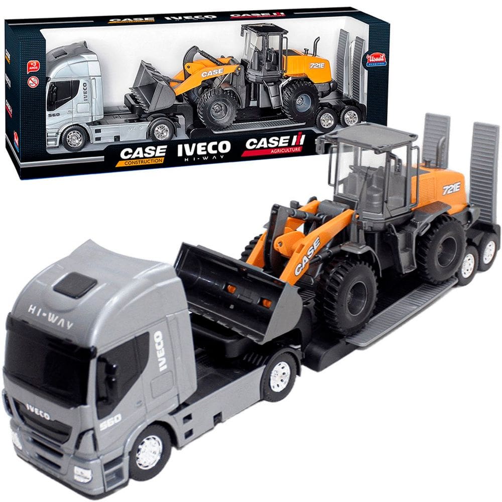 Brinquedo Colecionável Caminhão Carregadeira Miniatura Iveco
