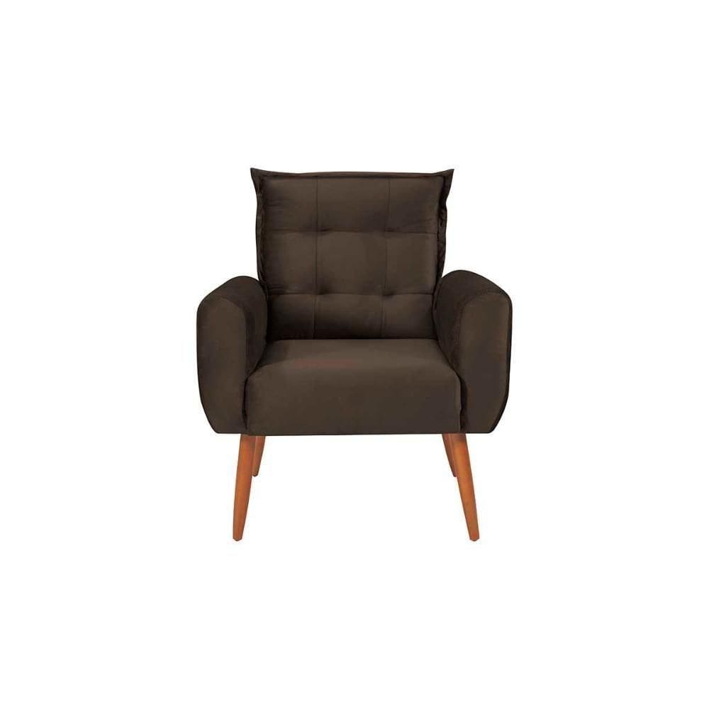 Poltrona Decorativa Descanço Pés Palito Dakota Matrix Veludo Marrom