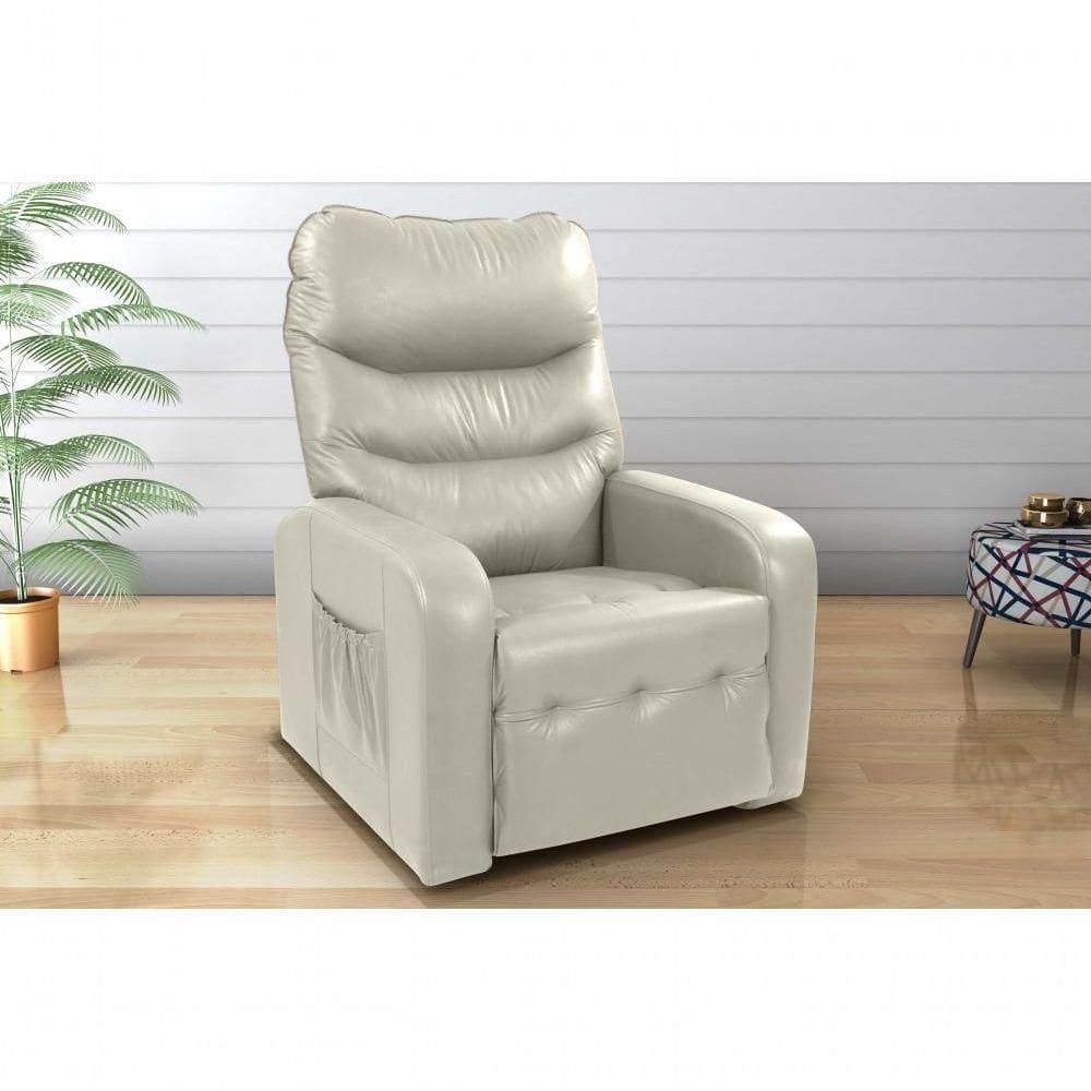 Poltrona Do Papai Reclinável Confortavél Punto Matrix Sintetico Bege