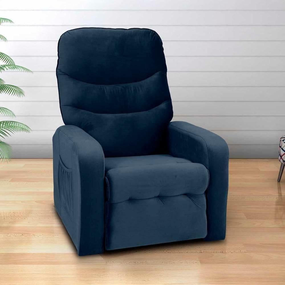 Poltrona Do Papai Reclinável Confortavél Punto Matrix Veludo Azul