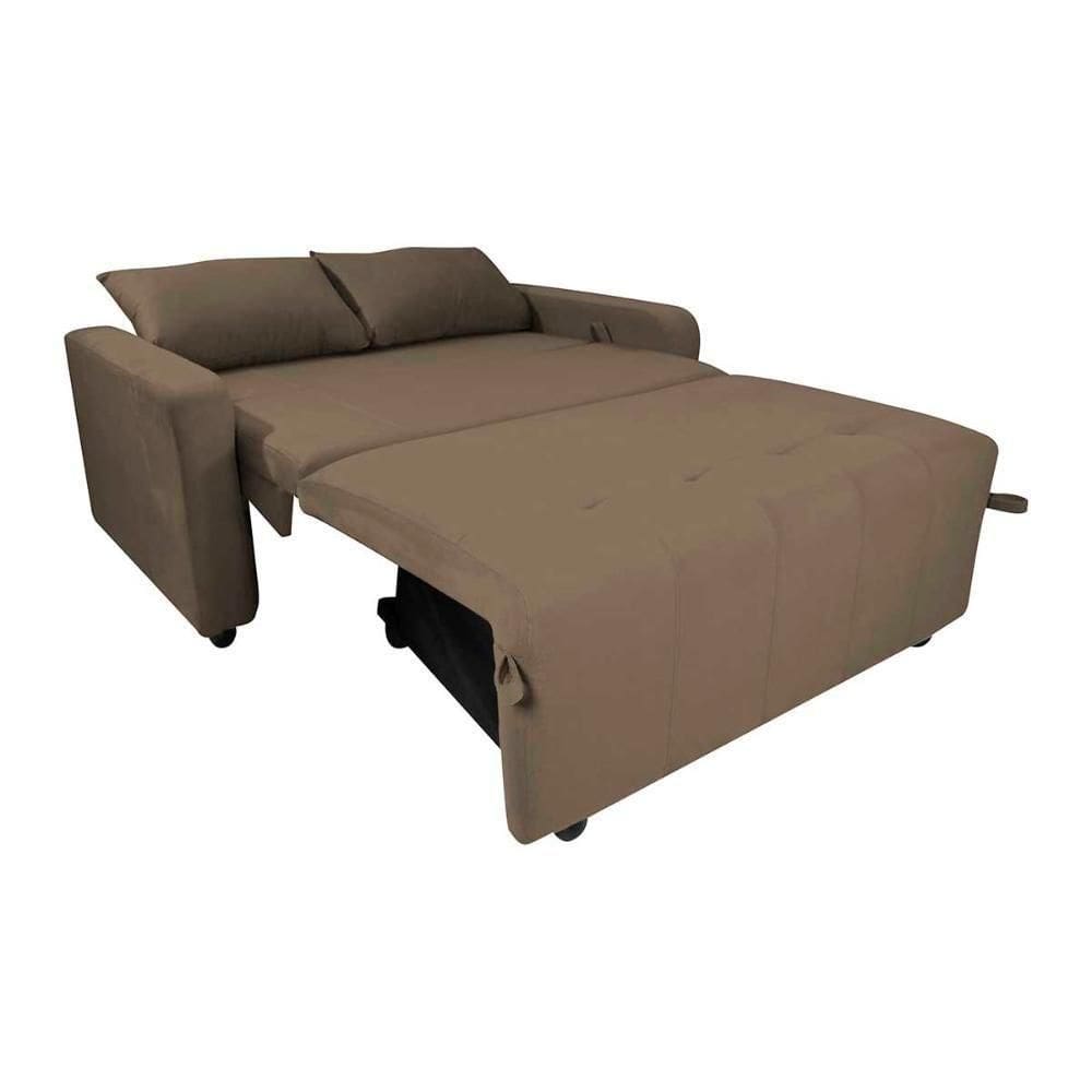 Sofá Cama Compacto 2 Lugares 1,38 Larg Amora New Matrix Suede Capuccino