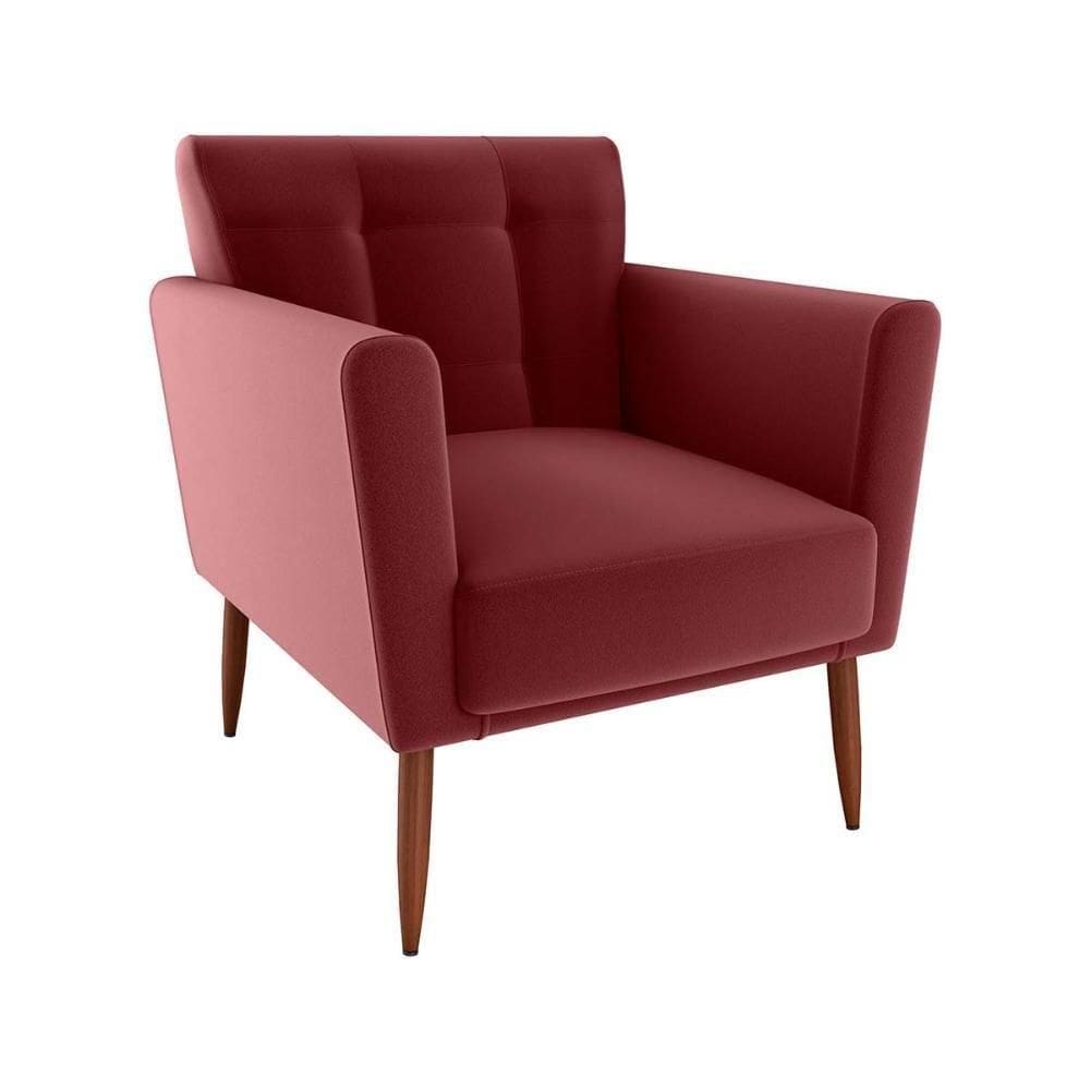 Poltrona Descanço Confortável Cancun Matrix Veludo Vinho