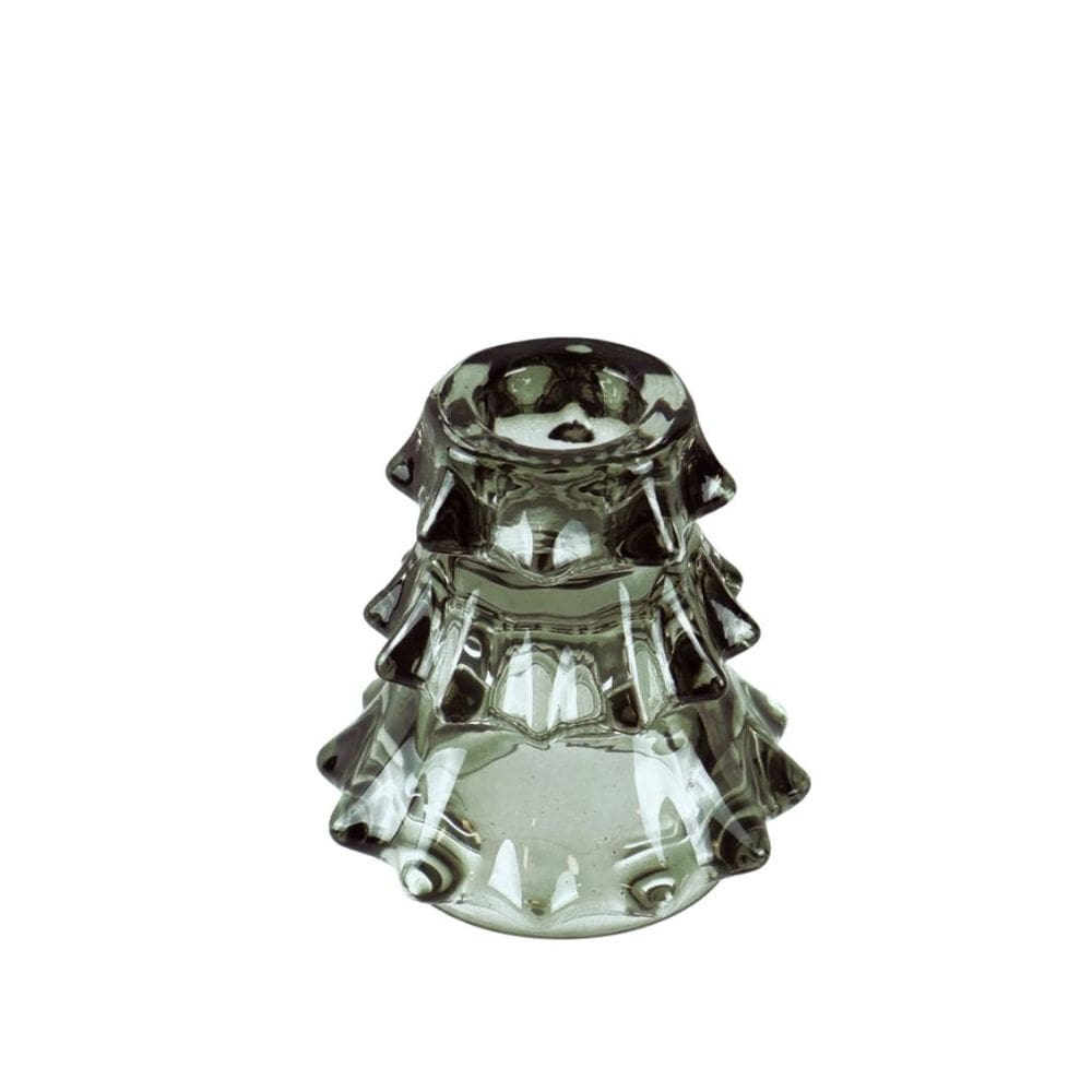 Porta Velas Natalino Vidro Cravejado Pinheiro Verde 7cm -Magizi