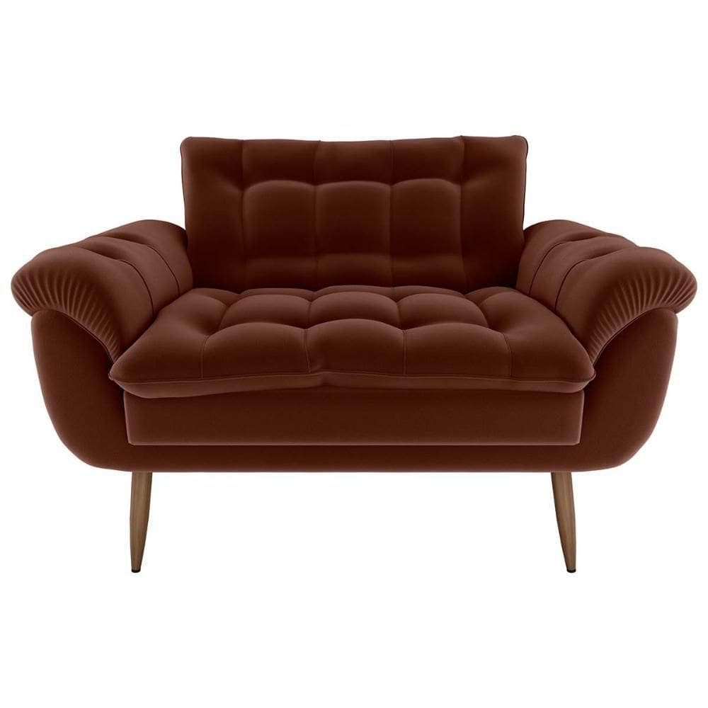 Sofá Namoradeira Pequeno Confortável 1,25 Larg Xangai Matrix Veludo Ferrugem