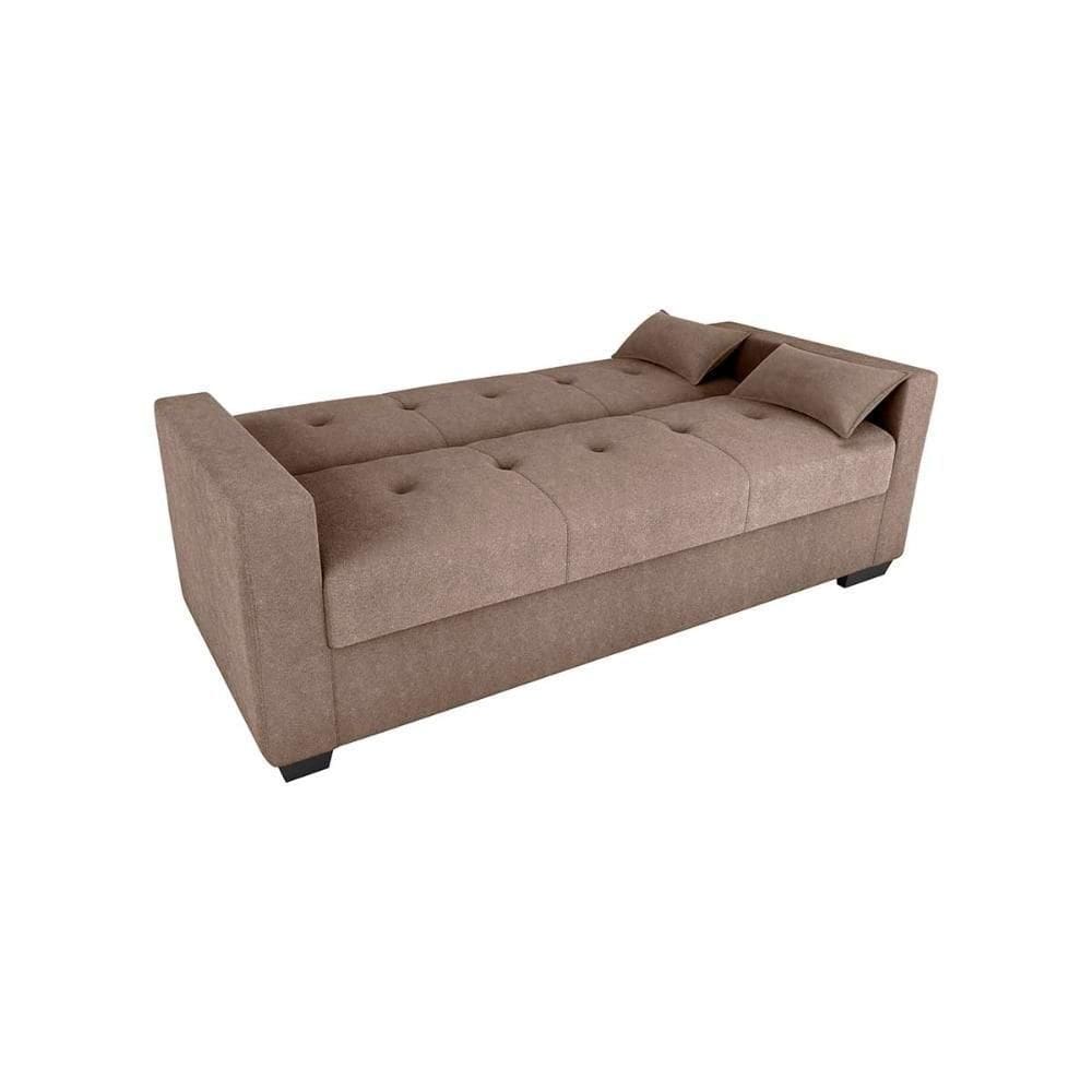 Sofá Cama 3 Lugares Reclinável Casal Premium 2,03 Larg Lavinia Matrix Boucle Marrom