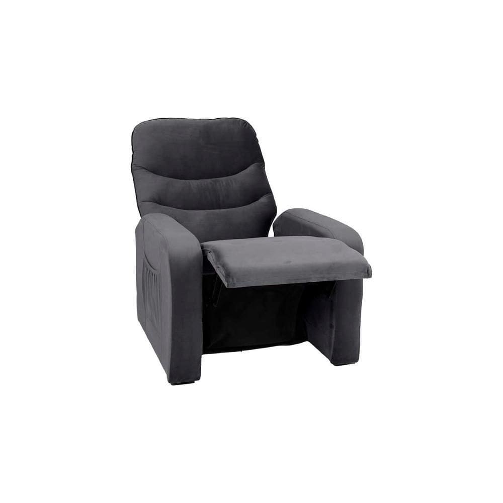 Poltrona Do Papai Reclinável Confortavél Punto Matrix Veludo Cinza