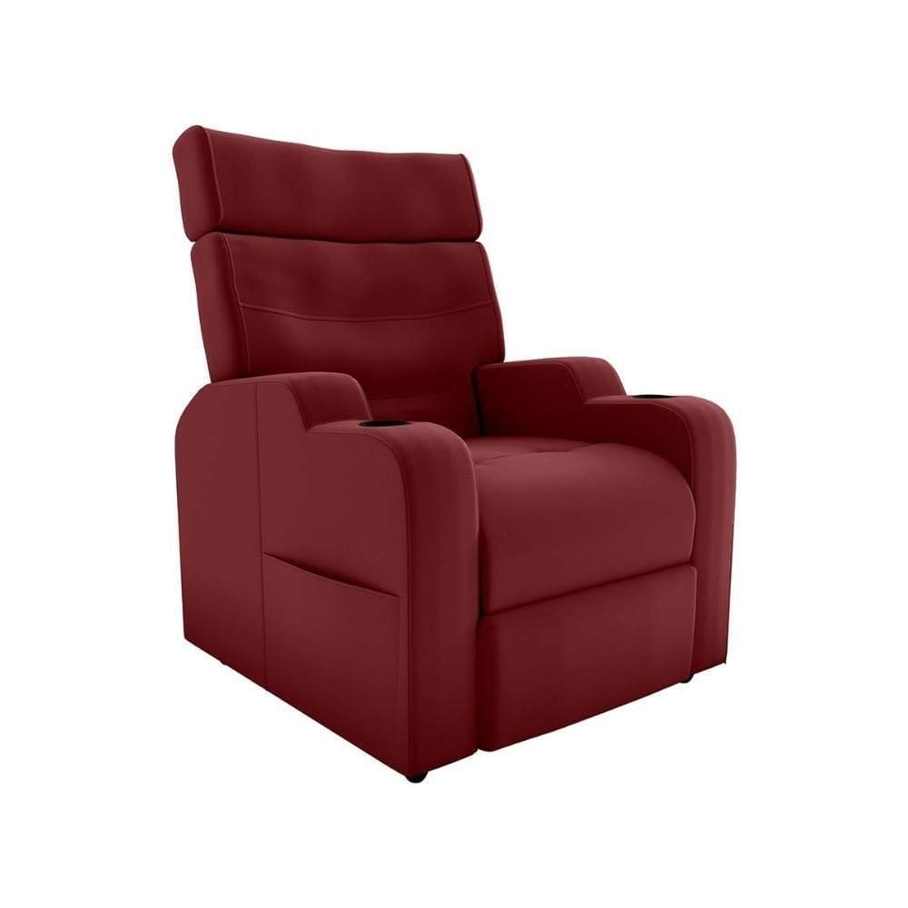Poltrona Do Papai Reclinável Premium Com Porta Copos E Porta Controle Toro Matrix Veludo Vinho