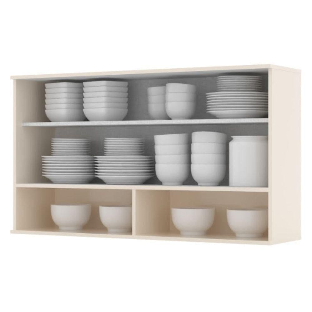 Armário Aéreo 1 Porta Basculante De Vidro 120 Cm Hen Off White