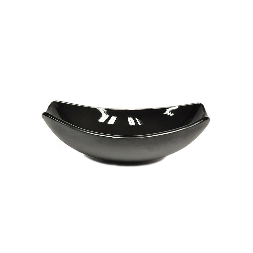 Cuba De Vidro Oval Chanfrada 51Cm Preta