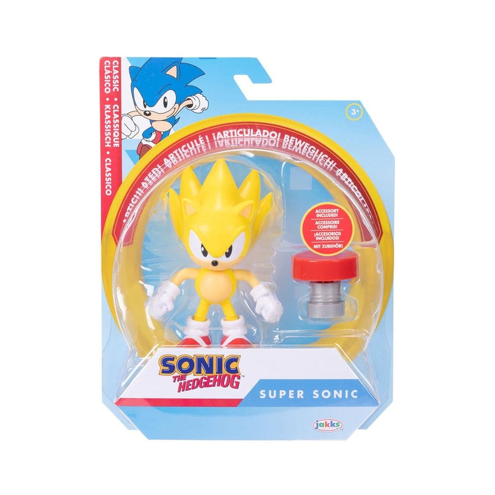 Sonic - Boneco 10cm Super Sonic Com Mola