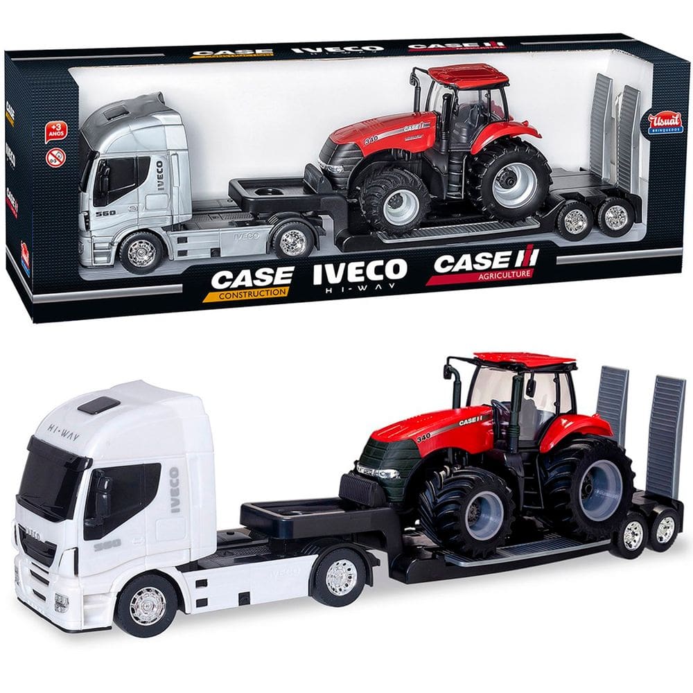 Brinquedo Colecionável Miniatura Trator Case Caminhão Iveco