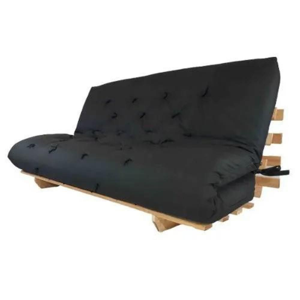 Futon Casal King Oriental Preto Madeira Nobre