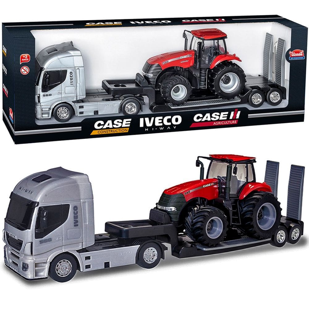 Brinquedo Colecionável Miniatura Trator Case Caminhão Iveco