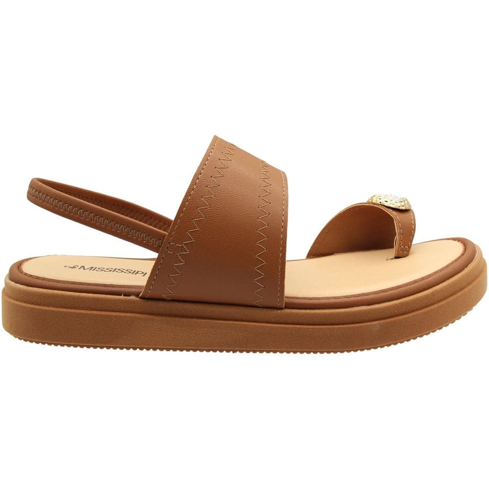 Sandália Plataforma Mississipi Tira Larga Ornamento Feminino