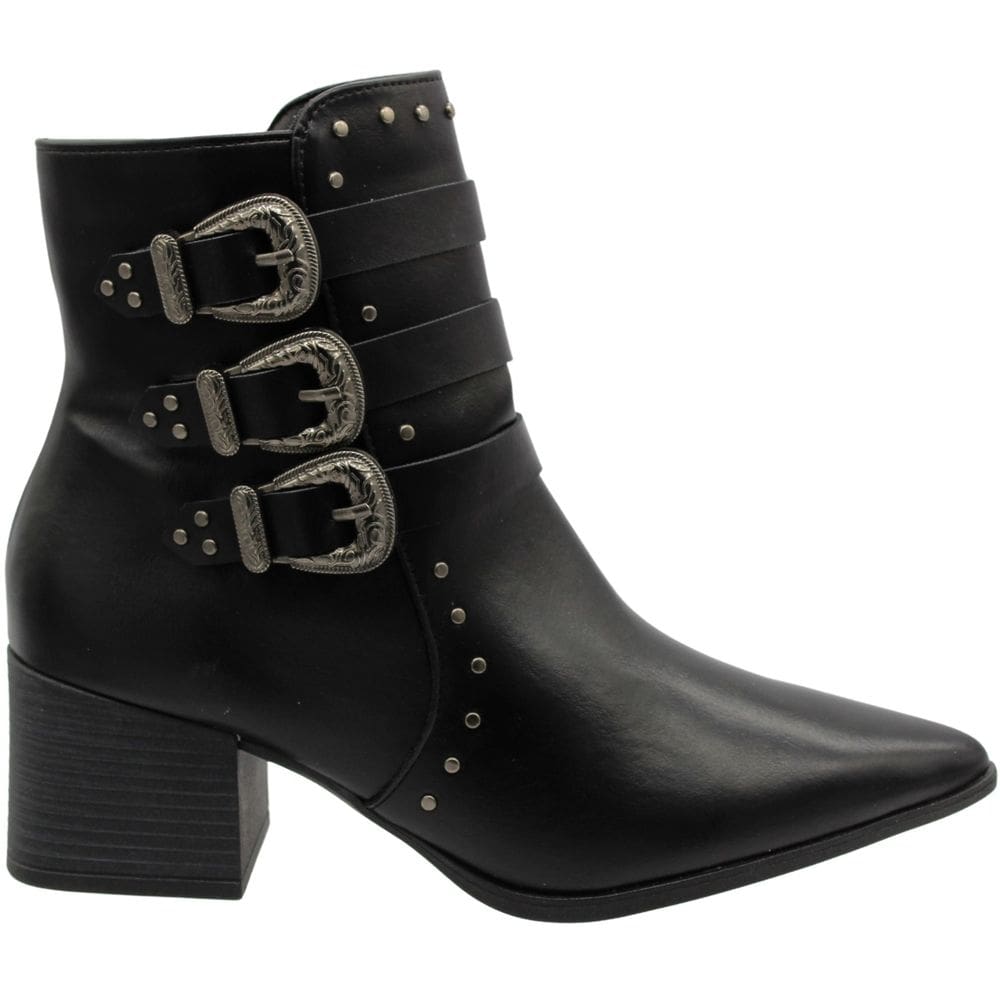 Bota Ramarim Texas Fivelas Salto Bloco Feminina