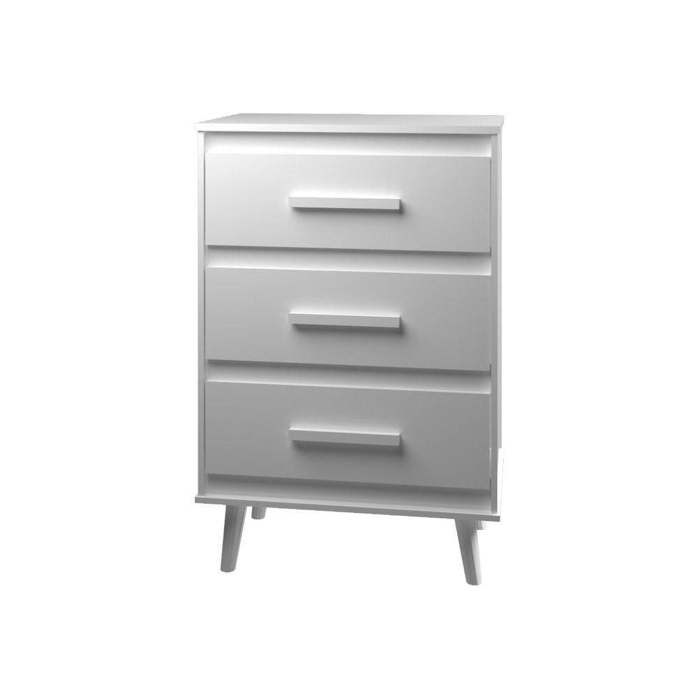 Cômoda Maya 3 Gavetas Com Puxadores E Pés Retro Design Moderno Quarto Branco Mobília Decor