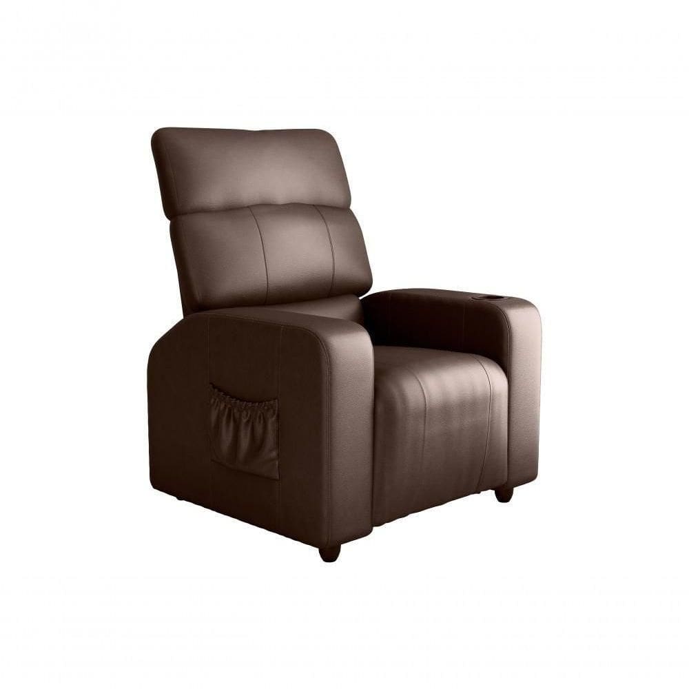 Poltrona Do Papai Reclinável Com Porta Copos Pulse Matrix Sintetico Marrom
