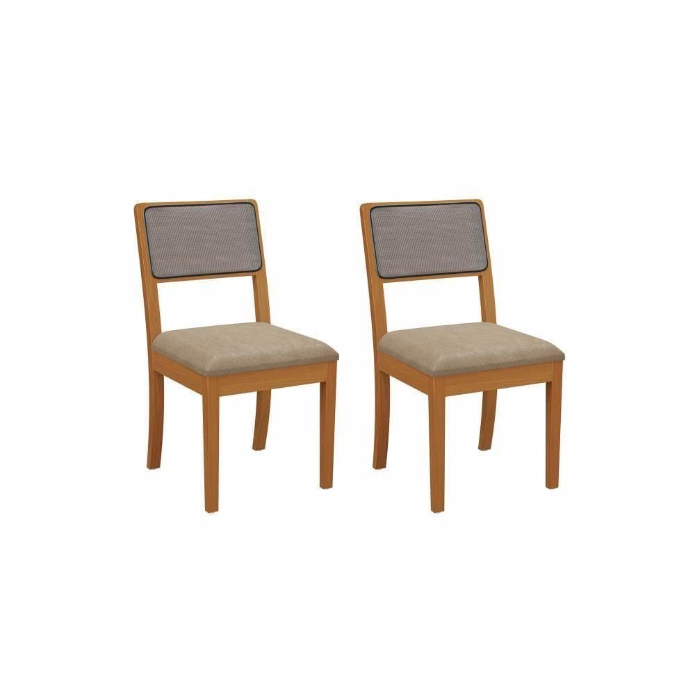 Par De Cadeiras Em Madeira Maciça Kappesberg Lola Linho Fendi E Tela Chumbo