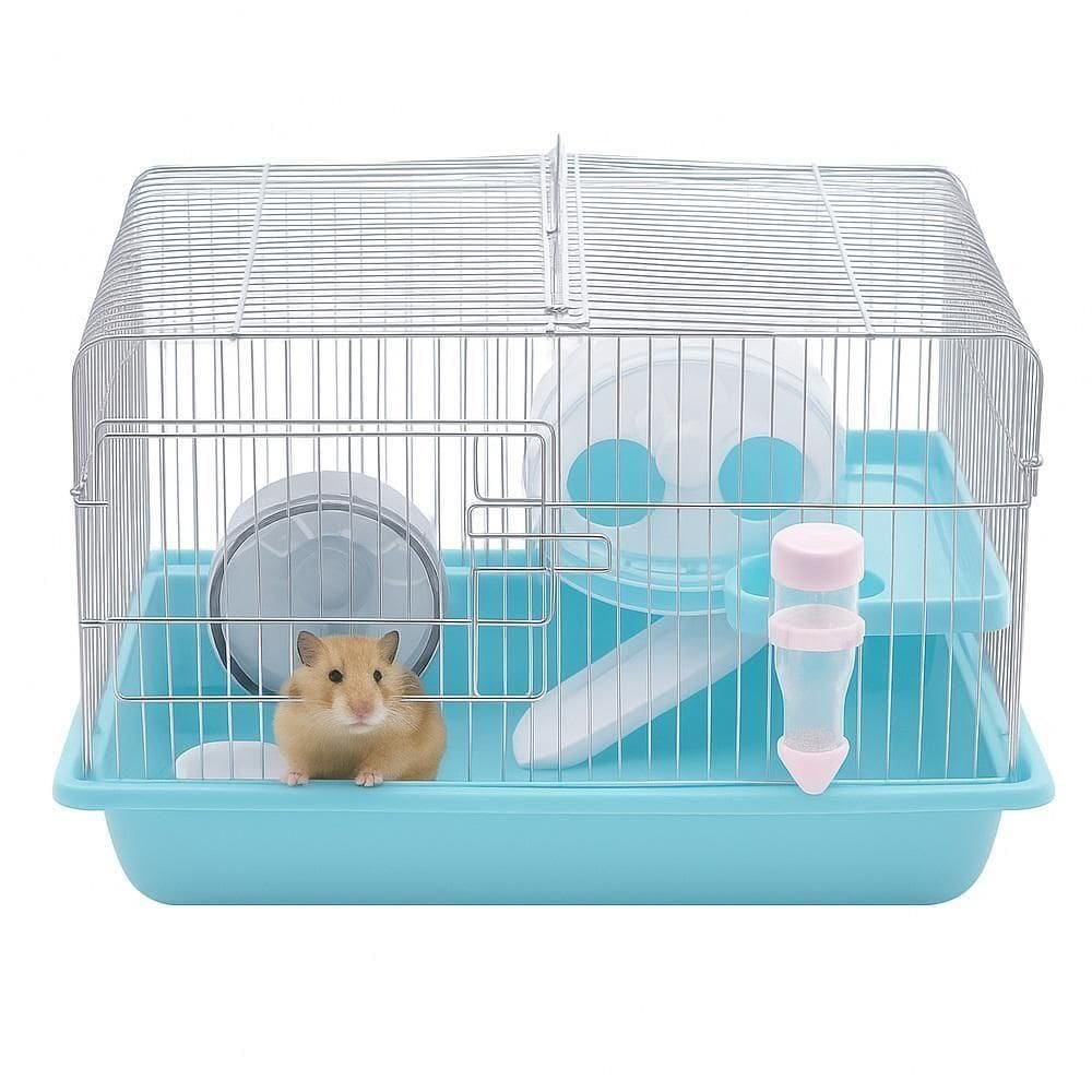 Gaiola Casa Para Hamster Duplo Andar Desmontavel Bebedouro Escorregador Esteira Brinquedos De Roedores Com Alça Portatil