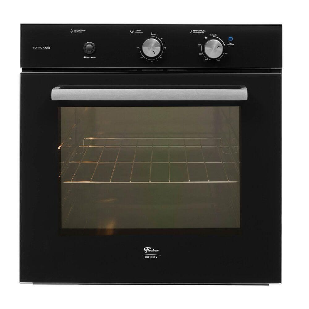 Forno A Gás De Embutir 78L Fischer Infinity Com Grill Preto Preto 220V