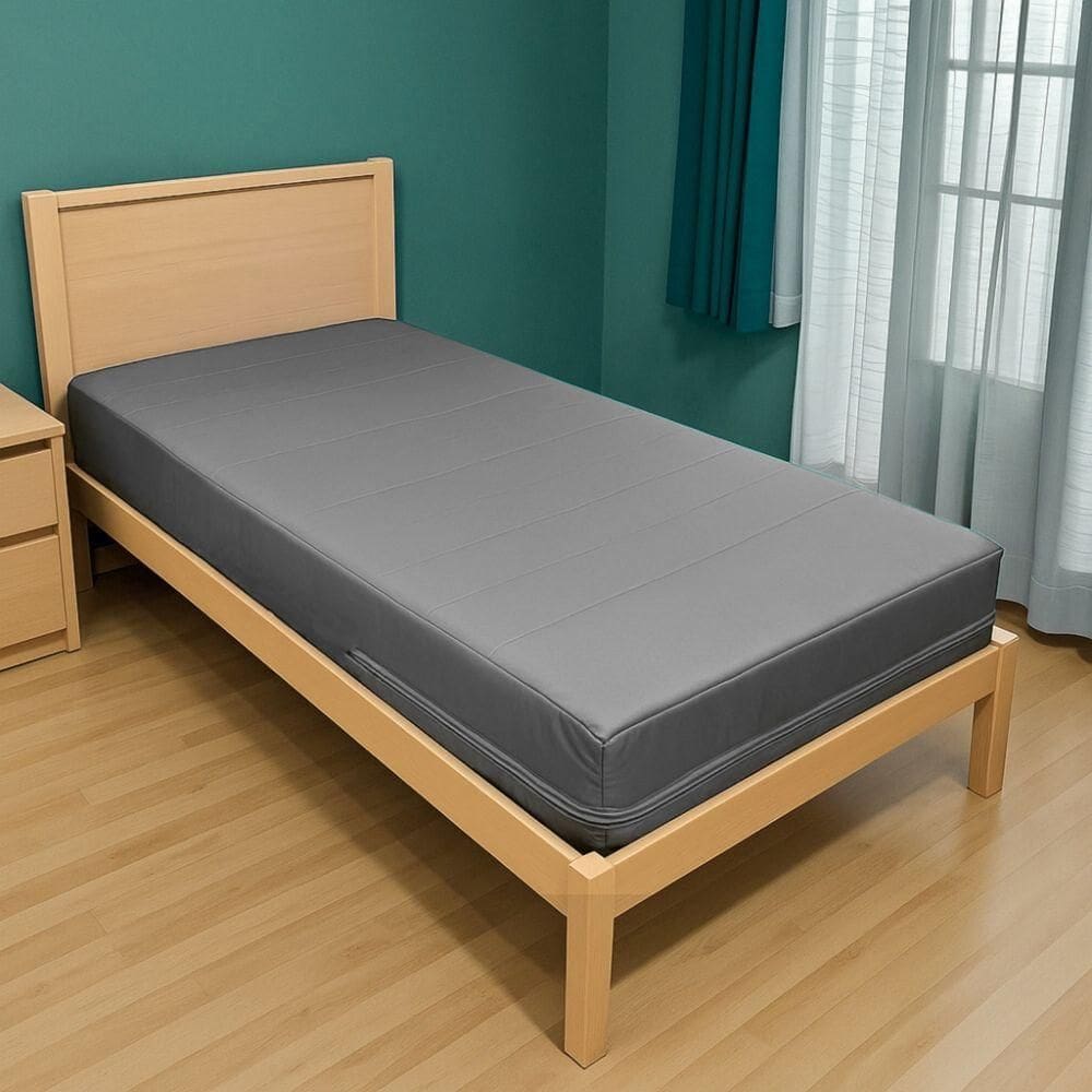 Capa Colchão Solteiro Impermeável Hospitalar Com Zíper - Cinza 88x188x20cm