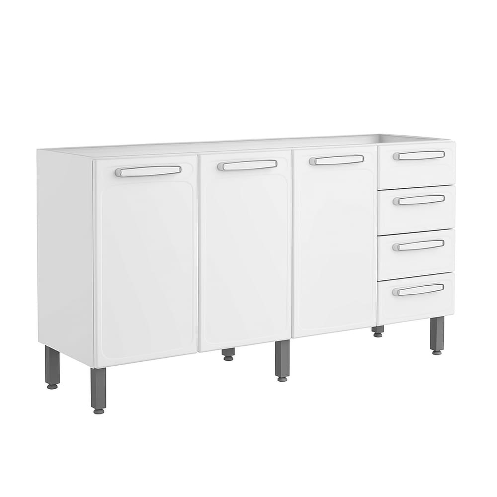 Gabinete Armário Cozinha Evidence Bertolini 1.60 Mt 100% Aço - 3 Portas- 4 Gavetas - Branco