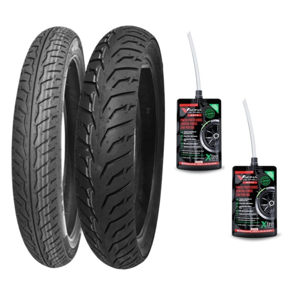 KIT PAR PNEU 100/80-18 + 80/100-18 CITY DRAGON PIRELLI USO SEM CAMARA Haojue DK 150 CG 160 Titan Fan Start + SELANTE