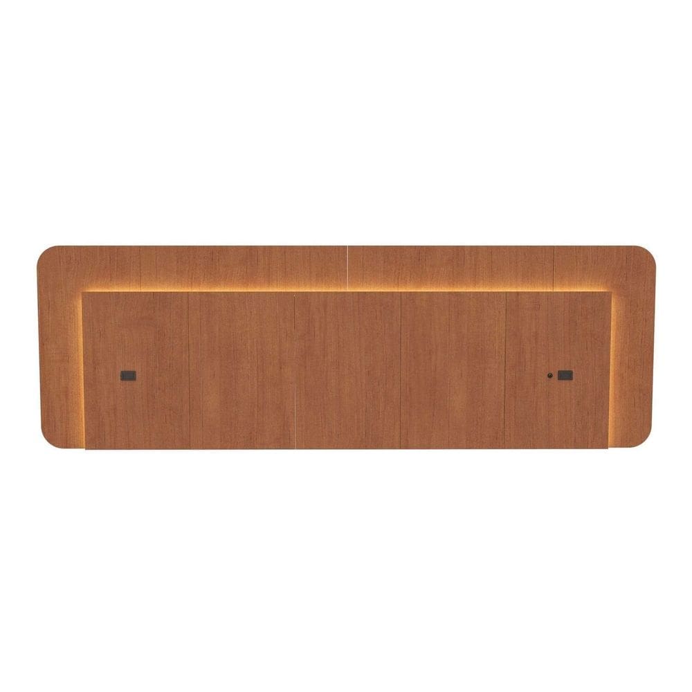Cabeceira Casal Queen 272cm com Led 3000k e Tomadas 100% Mdf Padrão Planejados Mabel Castanho