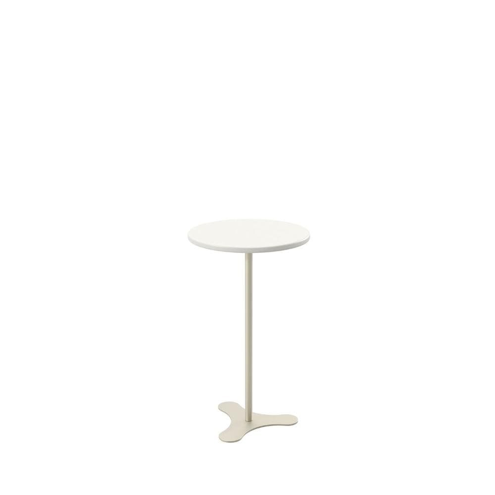 Mesa Lateral Redonda 51 cm - Off White Fosco c/ Champanhe