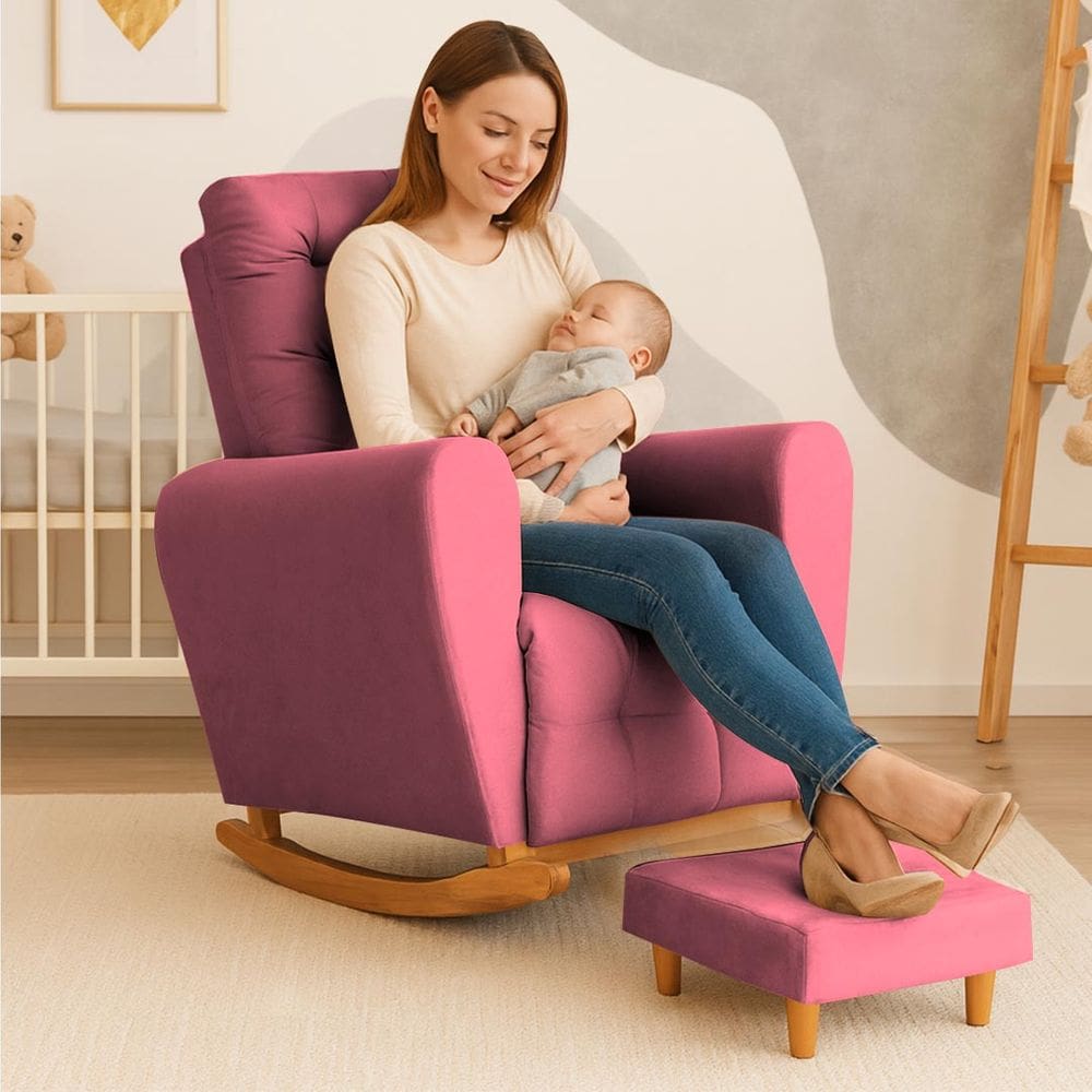 Poltrona Amamentação Base Balanço Cecilia Rosa
